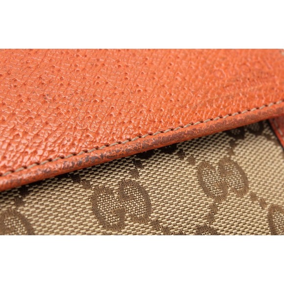 Gucci GG Canvas Bree Bifold Long Wallet Leather Orange - Picture 8 of 9
